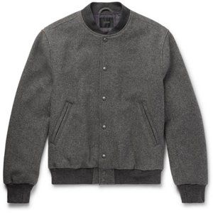 J. Crew Wool Stadium Bomber Jacket Men's Gray XL